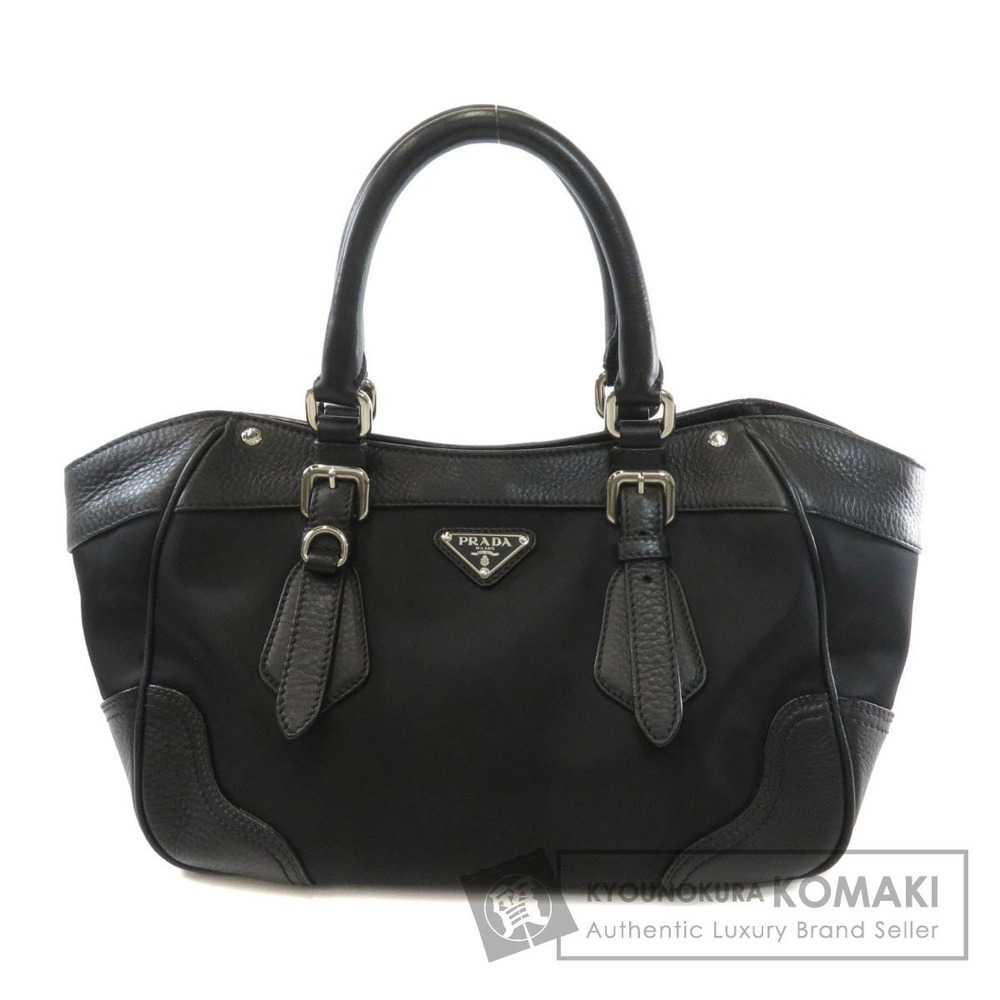 Prada Tessuto leather trim tote Shoulder bag Black